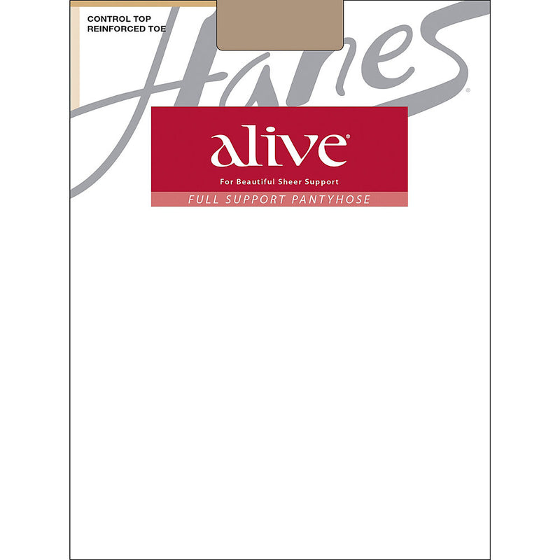 Hanes Alive Full Support Control Top Reinforced Toe Pantyhose