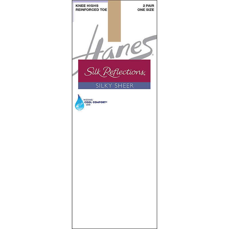 Hanes Silk Reflections Silky Sheer Knee Highs With Reinforced Toe 2-Pack