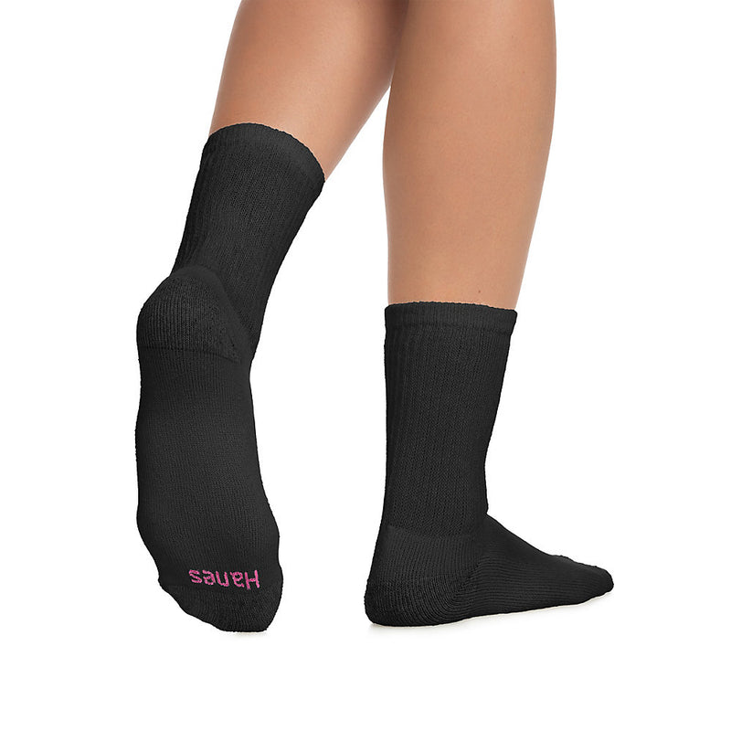Hanes Cushioned Women'S Crew Athletic Socks Extended Size 10-Pack