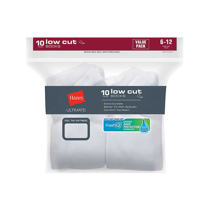 Hanes Ultimate Men'S Cushion Low Cut Socks 10-Pack
