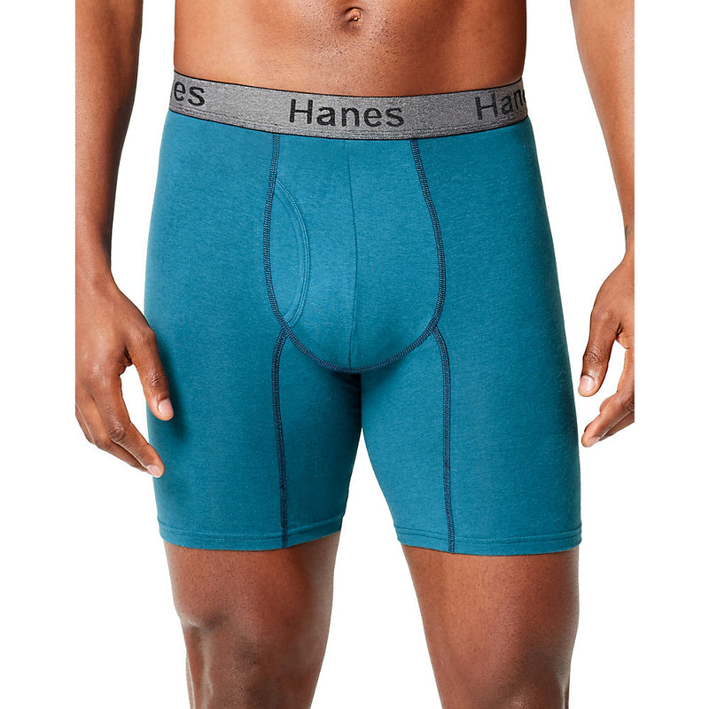 Hanes Men'S Comfort Flex Fit Ultra Soft Cotton Stretch Long Leg Boxer Briefs 3-Pack