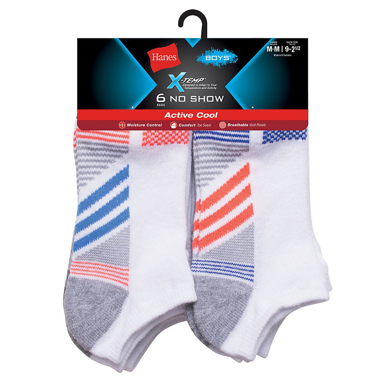 Hanes Boys' X-Temp Active Cool No Show 6-Pack