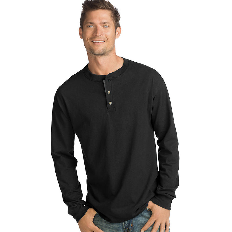 Hanes Men'S Beefy-T Long-Sleeve Henley