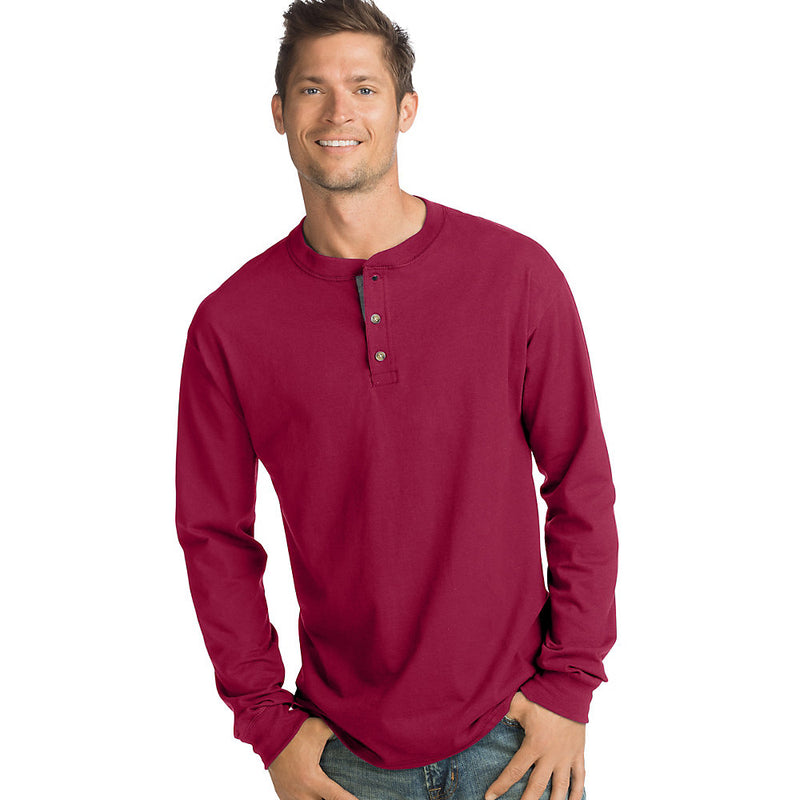 Hanes Men'S Beefy-T Long-Sleeve Henley