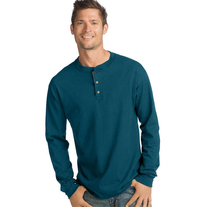 Hanes Men'S Beefy-T Long-Sleeve Henley