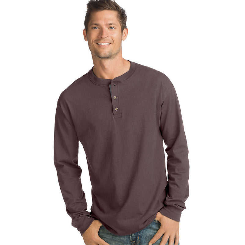 Hanes Men'S Beefy-T Long-Sleeve Henley