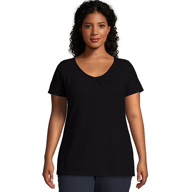 Oj193 Jms Short Sleeve Shirred V-Neck Te
