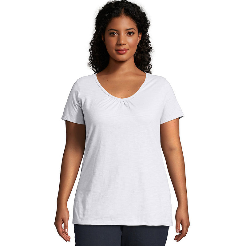 Oj193 Jms Short Sleeve Shirred V-Neck Te
