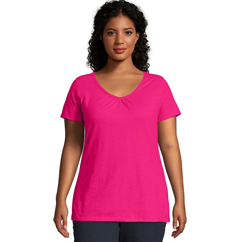 Oj193 Jms Short Sleeve Shirred V-Neck Te