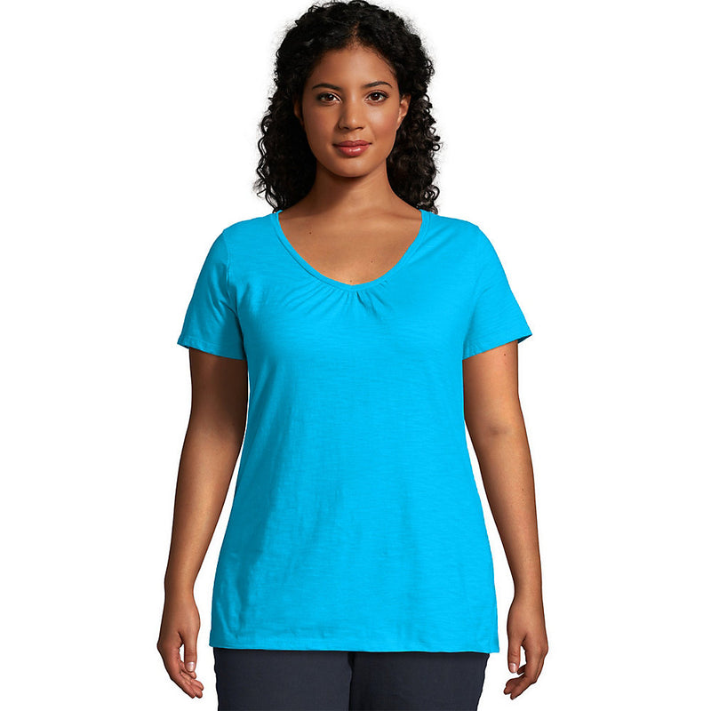 Oj193 Jms Short Sleeve Shirred V-Neck Te