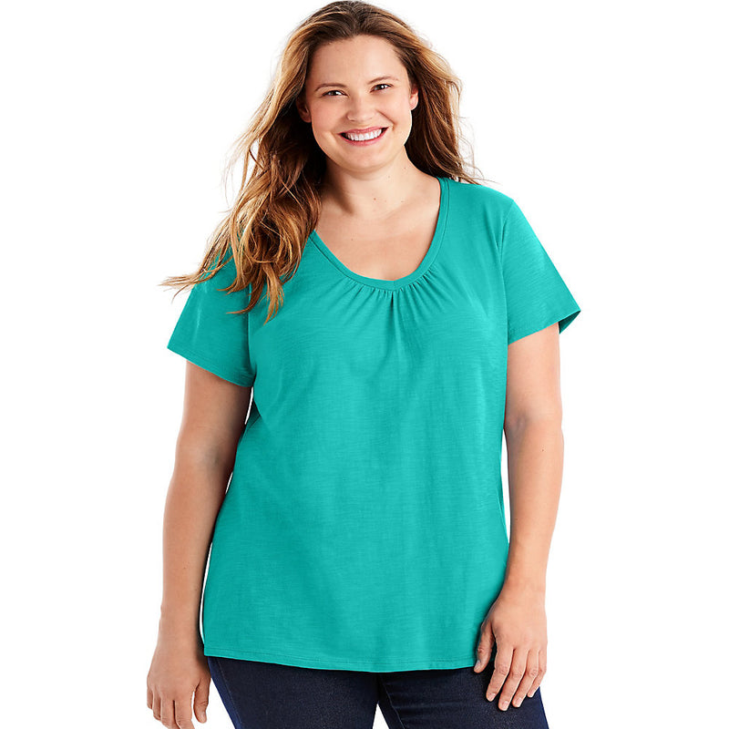 Oj193 Jms Short Sleeve Shirred V-Neck Te