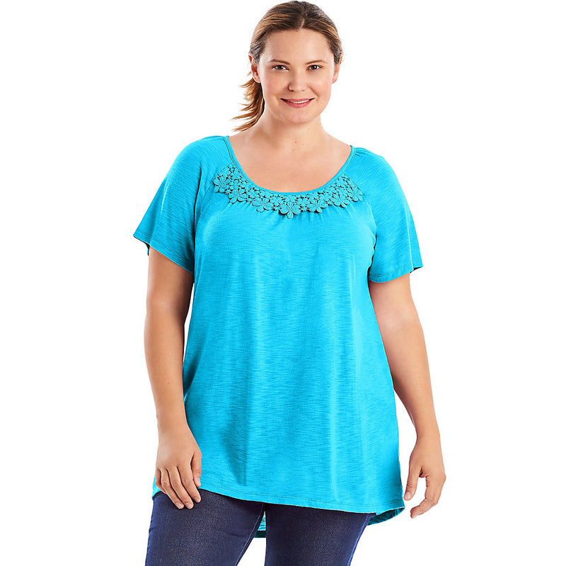 Oj247 Crochet Trim Tunic