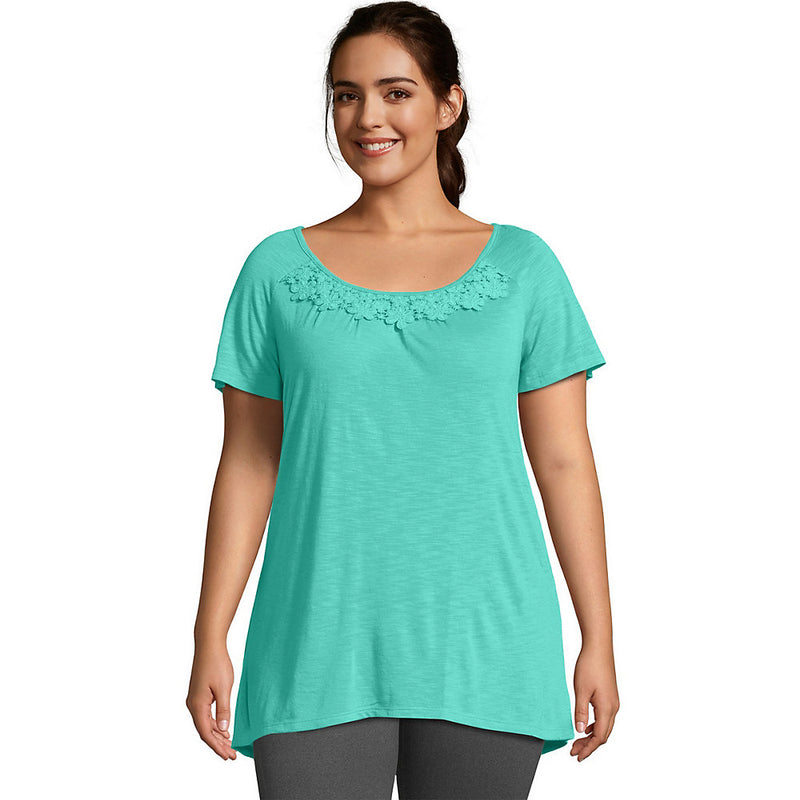 Oj247 Crochet Trim Tunic