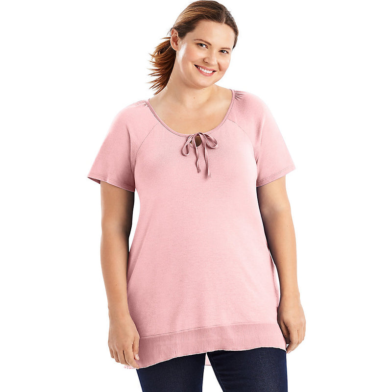 Oj249 Chiffon Trim Tunic