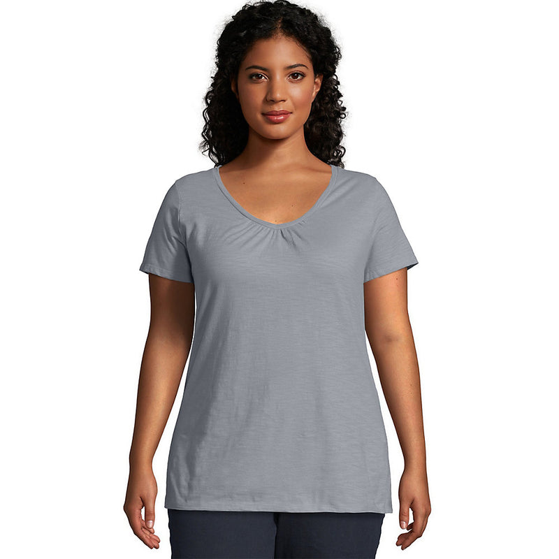 Oj193 Jms Short Sleeve Shirred V-Neck Te