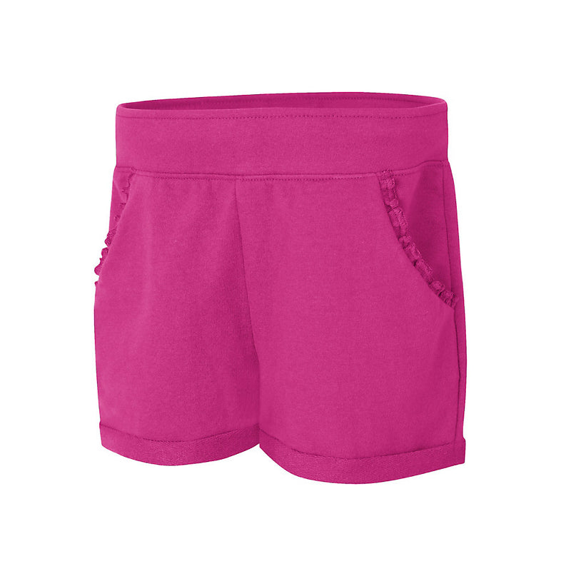 Ok263 Girls Ruffle Pocket Rolled Hem Sho