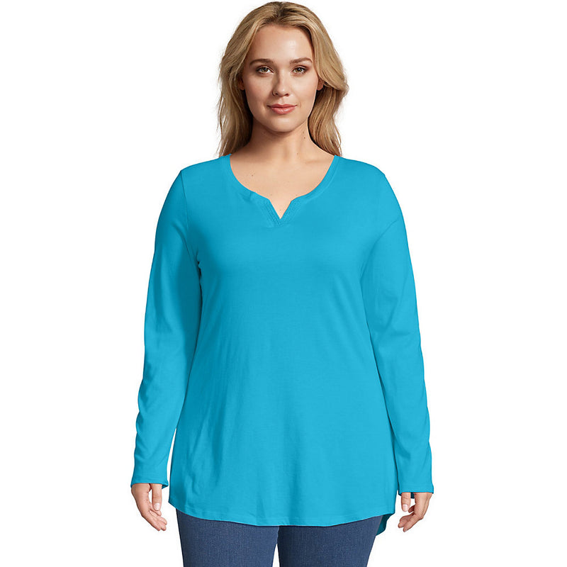 Oj331 Jms S316 Crochet Trim Split Neck T