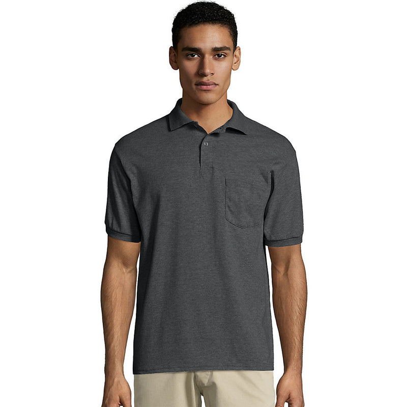 Hanes Men'S Cotton-Blend Ecosmart Jersey Polo With Pocket