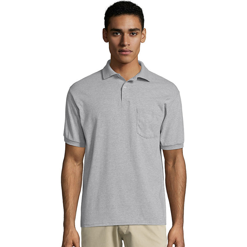 Hanes Men'S Cotton-Blend Ecosmart Jersey Polo With Pocket