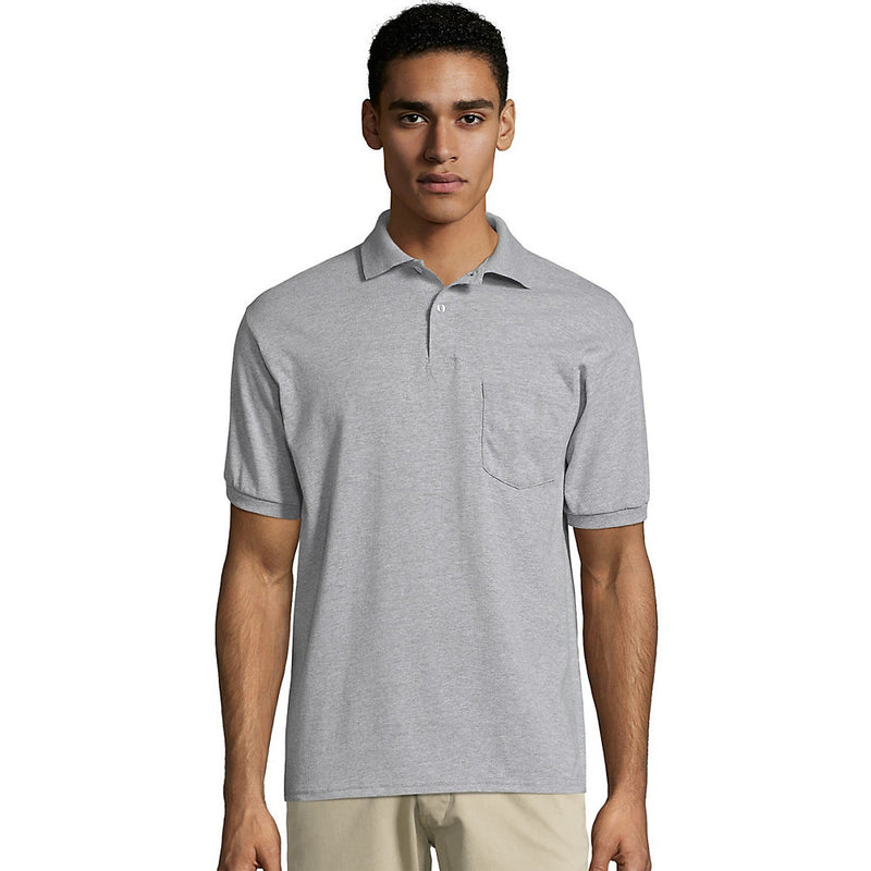 Hanes Men'S Cotton-Blend Ecosmart Jersey Polo With Pocket