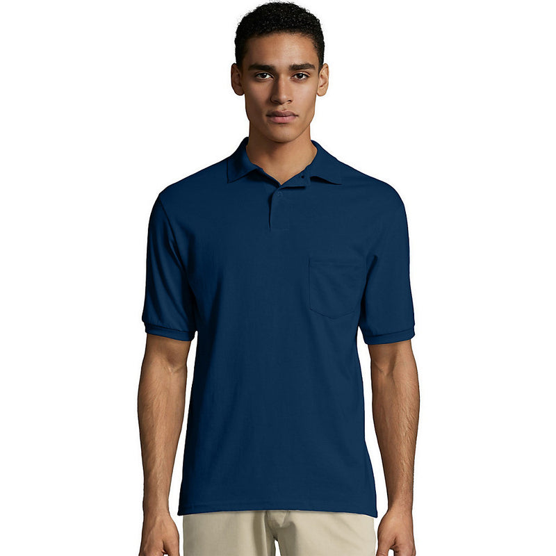 Hanes Men'S Cotton-Blend Ecosmart Jersey Polo With Pocket