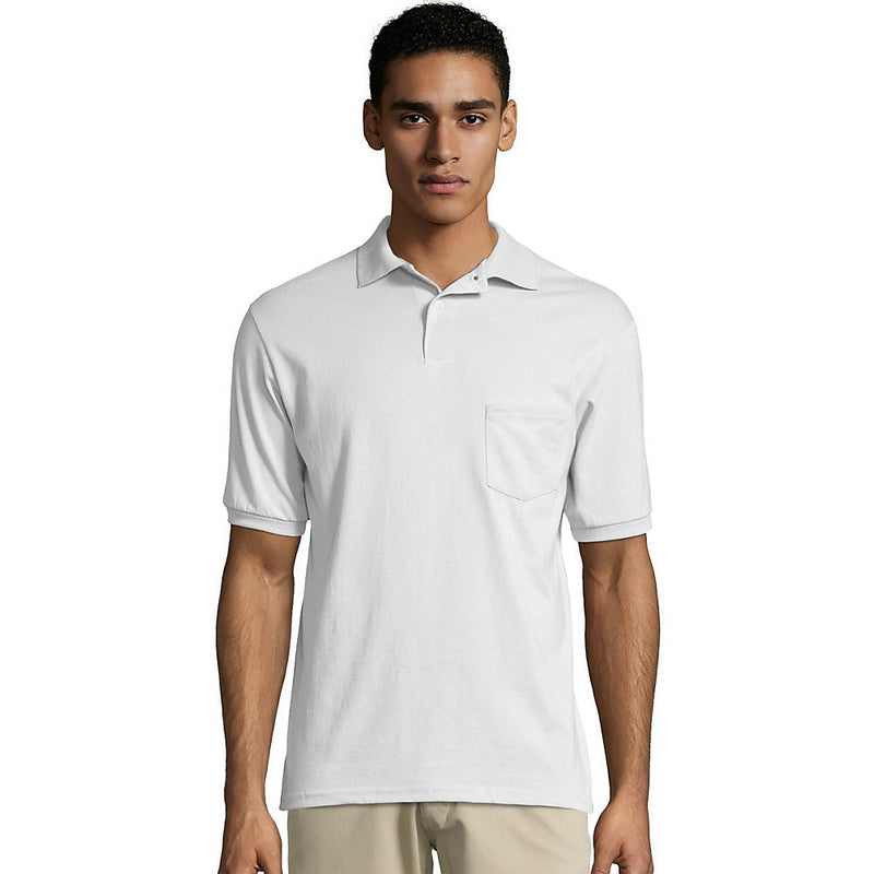 Hanes Men'S Cotton-Blend Ecosmart Jersey Polo With Pocket