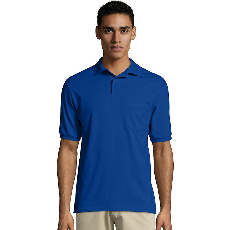 Hanes Men'S Cotton-Blend Ecosmart Jersey Polo With Pocket