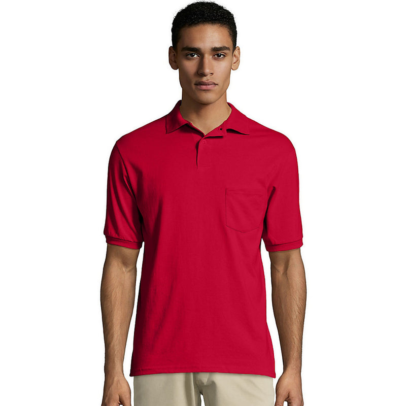 Hanes Men'S Cotton-Blend Ecosmart Jersey Polo With Pocket