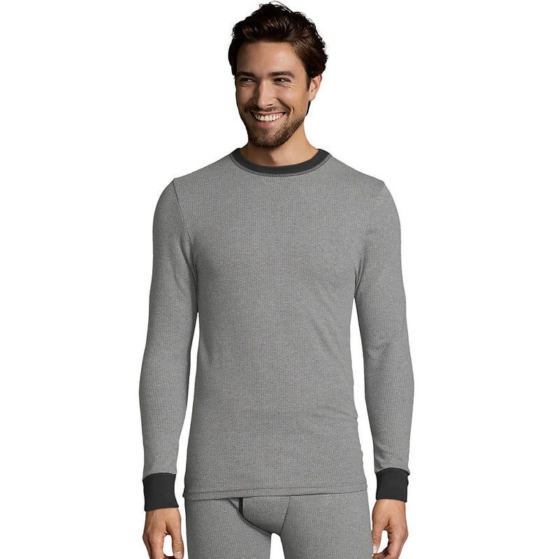 Hanes Men'S 2-Color Fusion Knit Thermal Crewneck