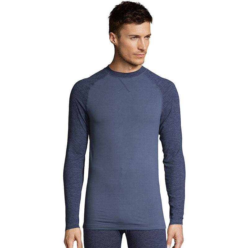 Hanes Men'S Space Dye 4-Way Stretch Thermal Crewneck