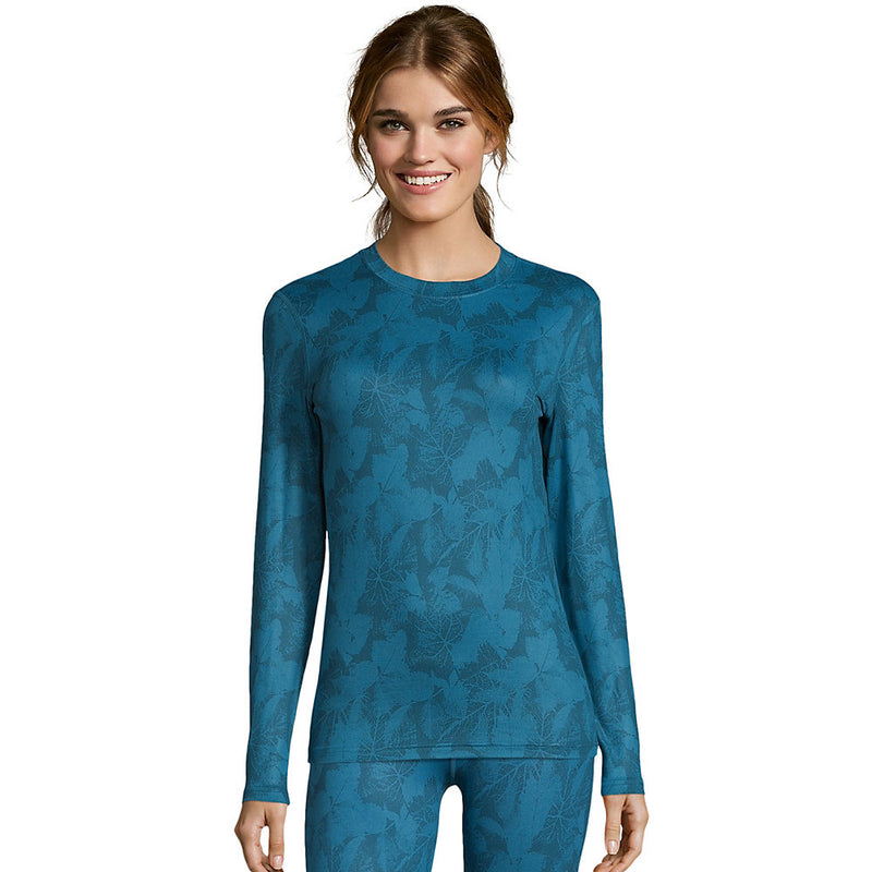 Hanes Women'S Print 4-Way Stretch Thermal Crewneck