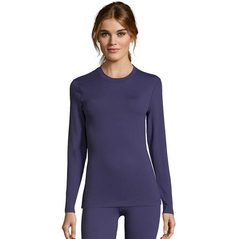 Hanes Women'S Solid 4-Way Stretch Thermal Crewneck