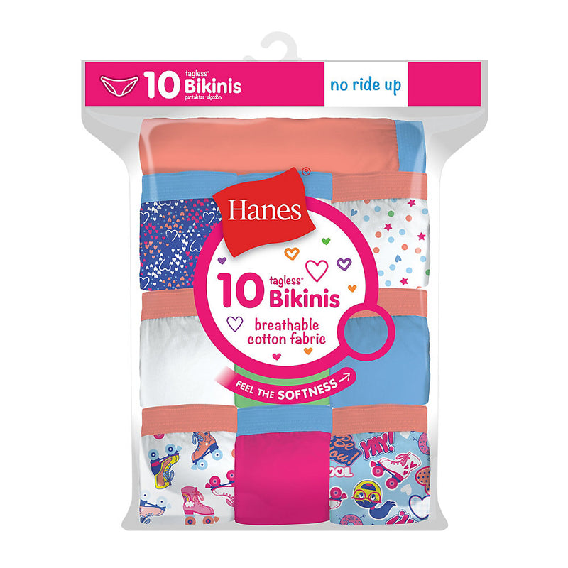 Hanes Girls' Cotton Bikinis 10-Pack
