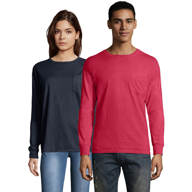 Hanes Men'S Comfortwash Garment Dyed Long Sleeve Pocket T-Shirt