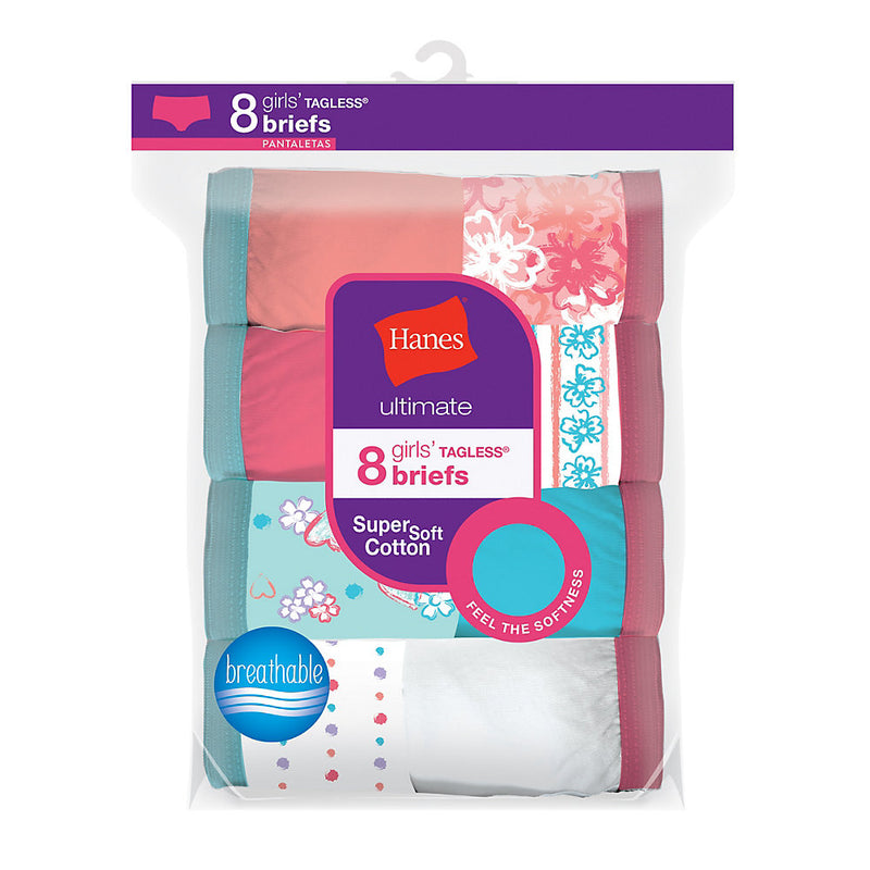 Hanes Ultimate Girls' Cotton Briefs 8-Pack