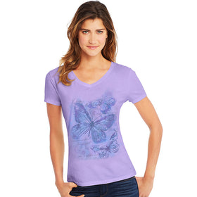 Hanes Women'S Big Butterfly Impression Short Sleeve V-Neck T-Shirt