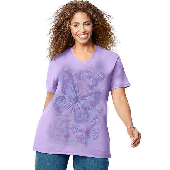 Just My Size Big Butterfly Impression Short Sleeve Graphic T-Shirt