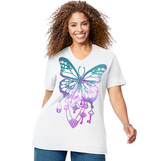 Just My Size Bedecked Butterfly Short Sleeve Graphic T-Shirt