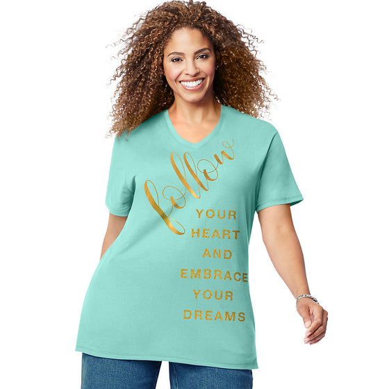 Just My Size Follow Heart & Dreams Short Sleeve Graphic T-Shirt