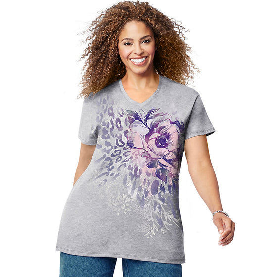 Just My Size Jungle Flower Short Sleeve Graphic T-Shirt
