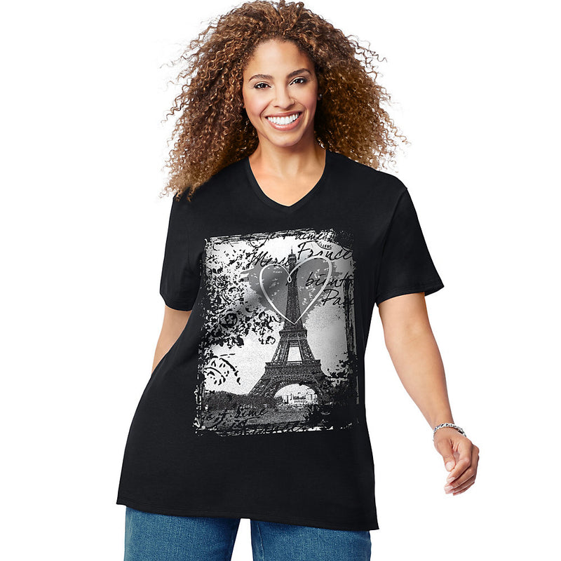 Just My Size L'Amour Paris Short Sleeve Graphic T-Shirt