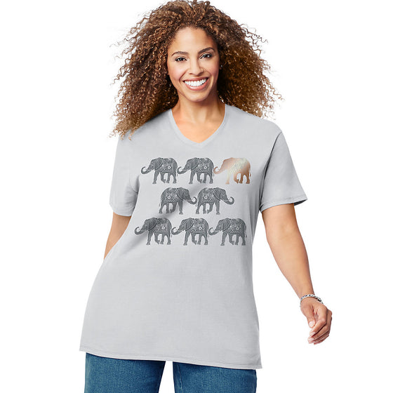 Just My Size Stylized Elephants Short Sleeve Graphic T-Shirt