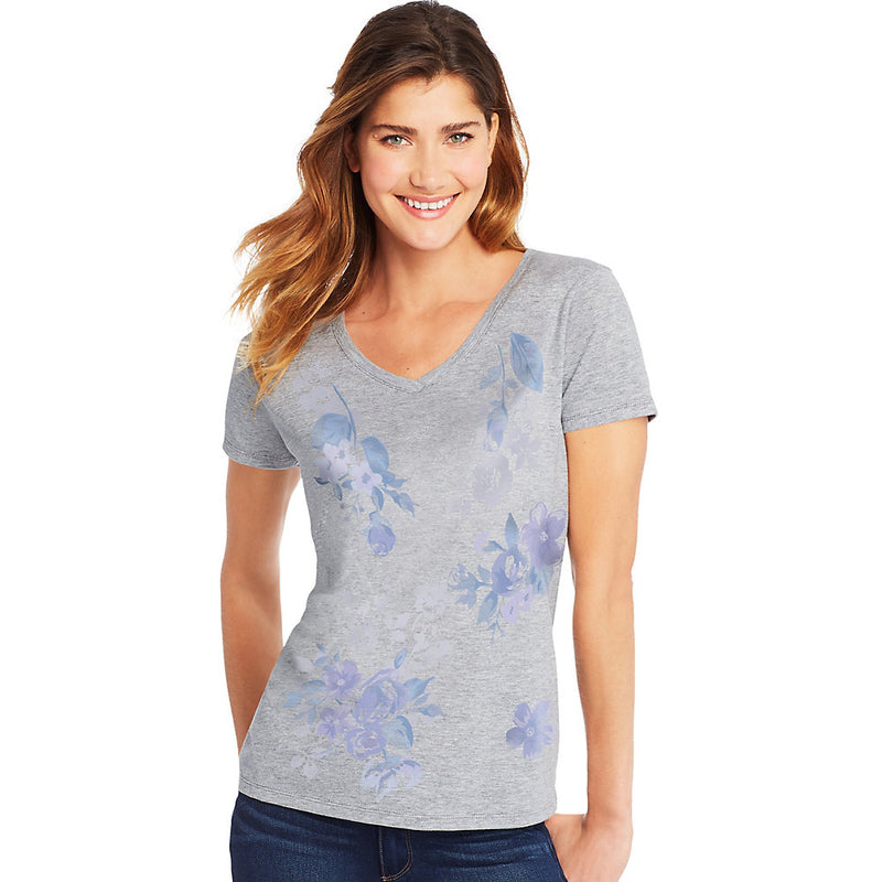 Hanes Women'S Floral Message Short-Sleeve V-Neck Graphic T-Shirt