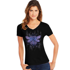 Hanes Women'S Dragonfly Mandala Short-Sleeve V-Neck Graphic T-Shirt