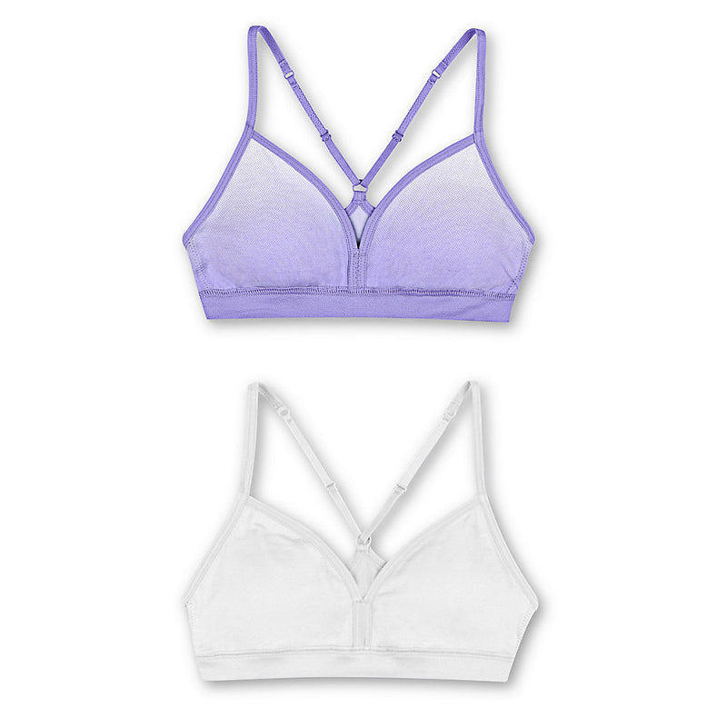 Hanes Girls' Comfortflex Fit Pullover Bra With Adjustable Racerback Straps 2-Pack