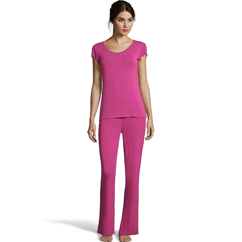 Maidenform Flutter Sleeve T-Shirt & Rib Pants Set