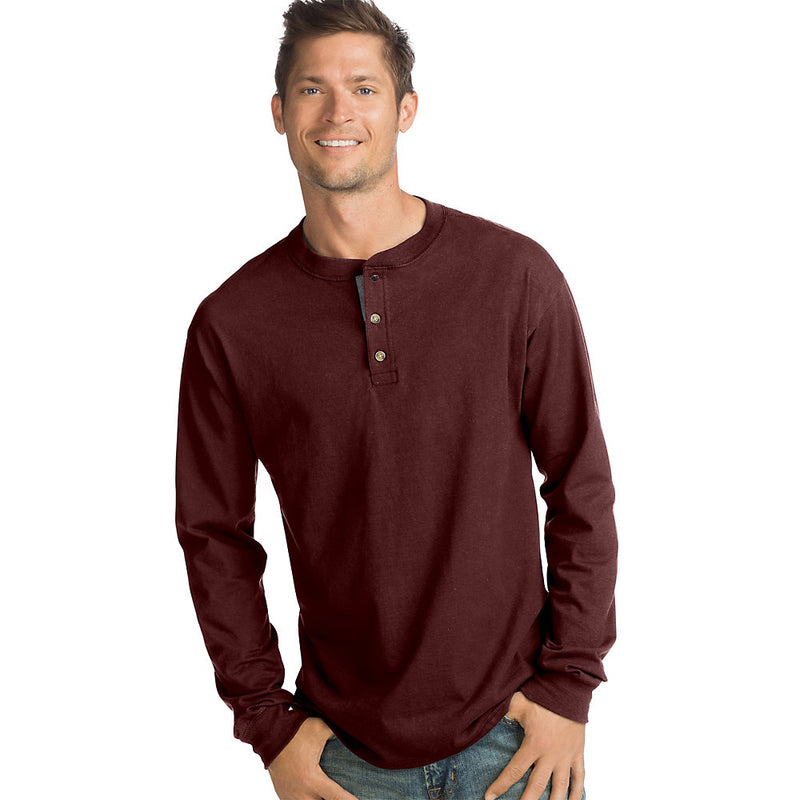 Hanes Men'S Beefy-T Long-Sleeve Henley