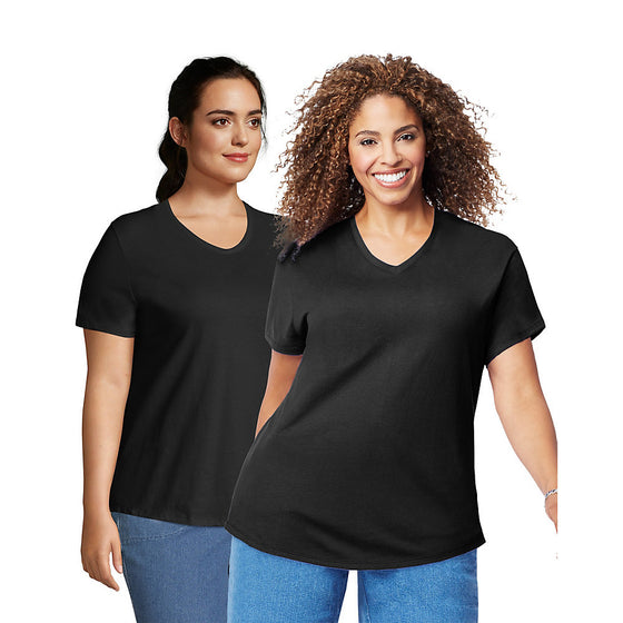 Just My Size Cotton Jersey V-Neck Short Sleeve T-Shirt 2 Pack