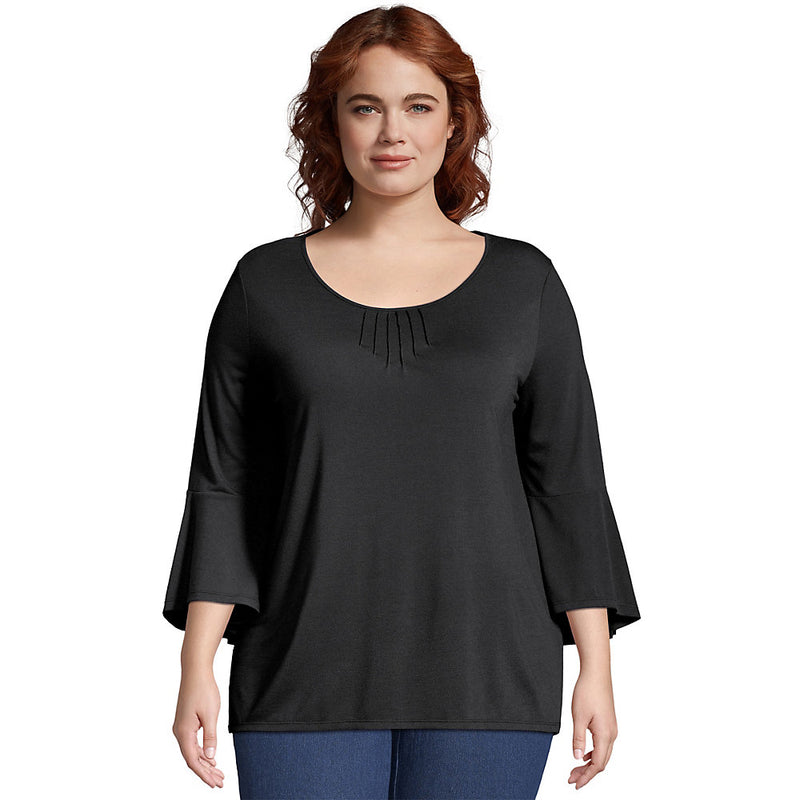Just My Size Bell Sleeve Pintuck Tunic