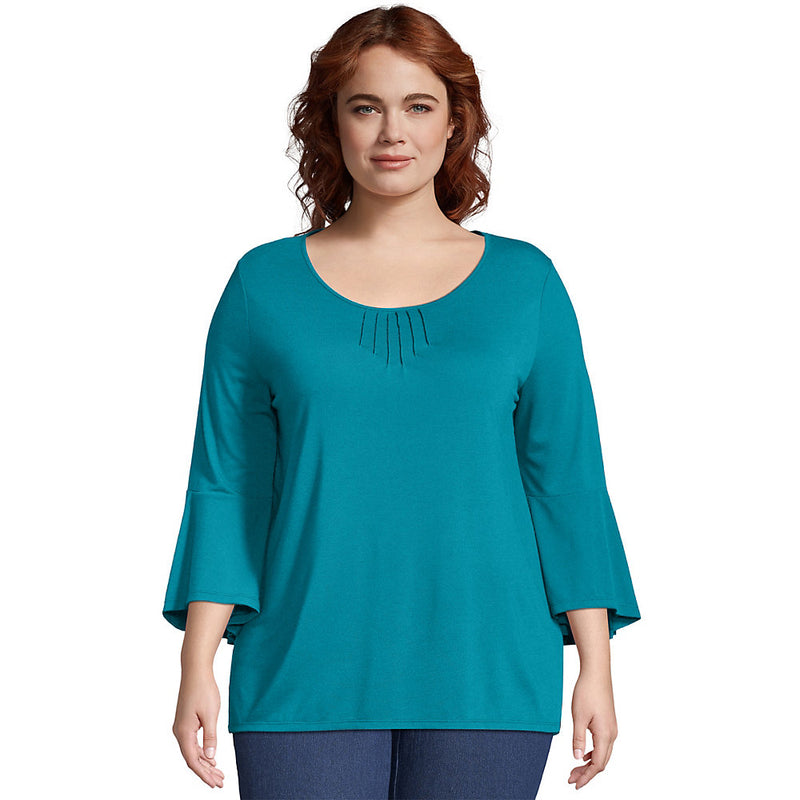 Just My Size Bell Sleeve Pintuck Tunic